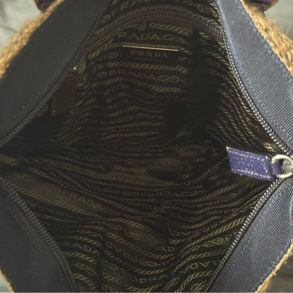 GUARANTEED AUTHENTIC PRADA TWEED & PURPLE SAFFIANO LEATHER TOTE BAG - Picture 11 of 16